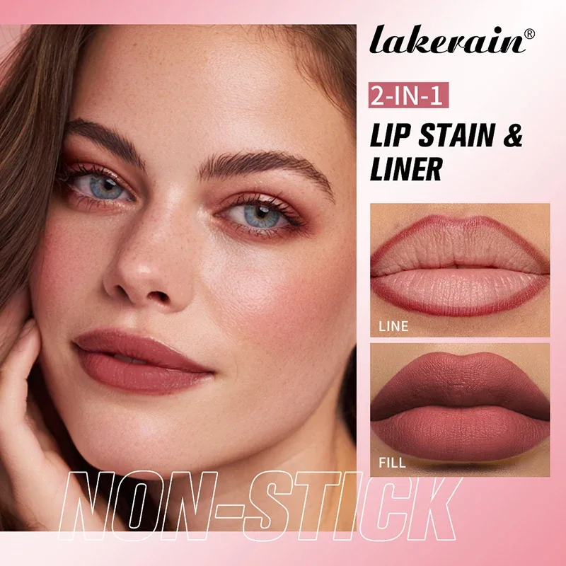 Pensil Lip Liner Merah Muda Rias Wanita Tahan Air Kontur Bibir Pena Lipstik Noda Bibir Pigmen Tinggi Matte Coklat Lipliner Nude Lembut