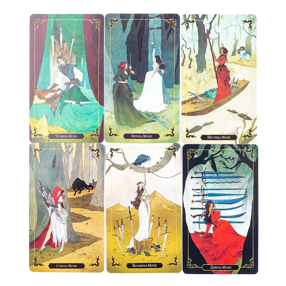 таро темного дерева Darkwood Tarot 78 Cards Deck Russian Visions Divination Edition Deck Board Playing Games 10.3x6CM