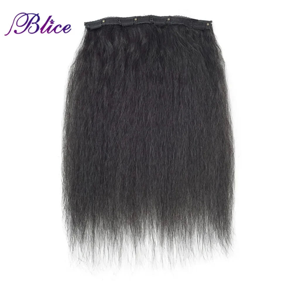 Blice Synthetic Clip In Hairpieces Kinky Straight Women Hair Accessories Heat Resistant Hair Extensions 5Pcs/set Deal
