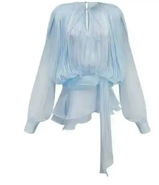2026 New Summer Fashion Women Clothes Round Neck Lantern Sleeves Satin Short Dress With Shorts Under Two Pieces Set