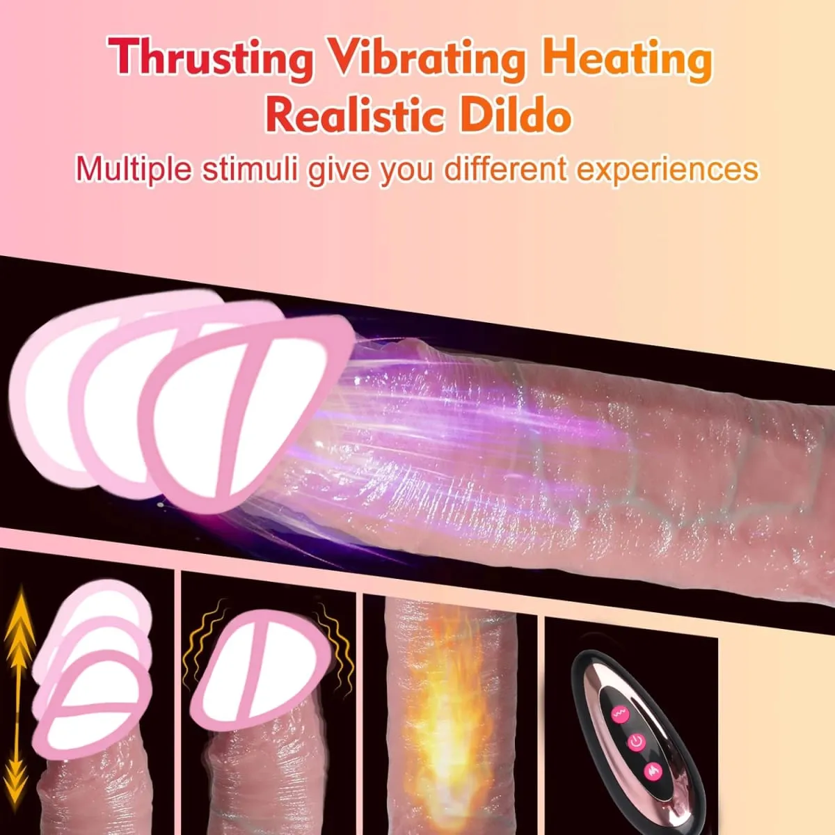 Realistic Thrusting Dildo Vibrator Adult Sex Toys for Women Silicone 8 inch Suction Cup Penis Anal G-spot Stimulator Couple Play — image 3