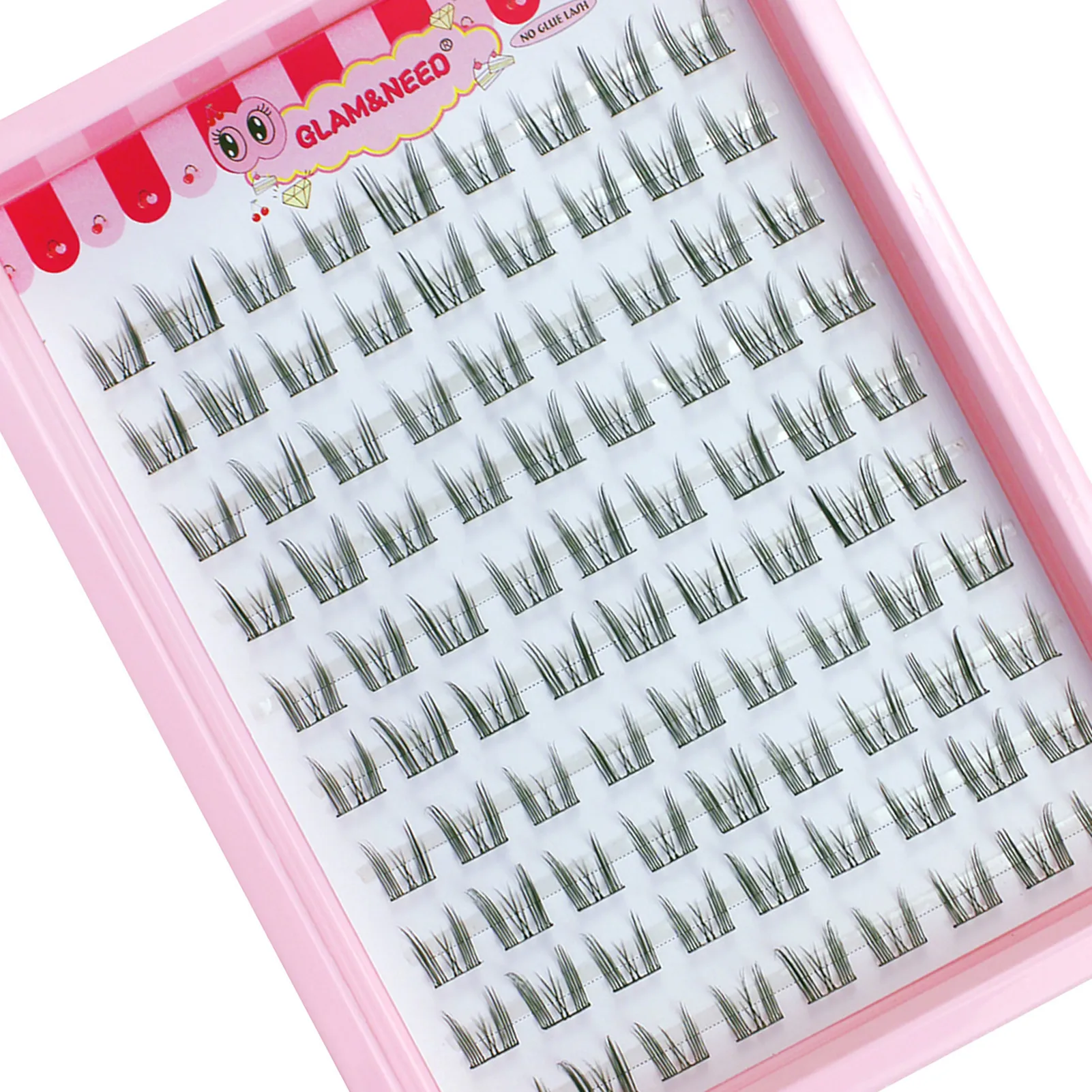 10 Rows Cat Eye Single Cluster Fake Eyelashes Natural Cosplay Makeup False Eyelashes Self-adhesive Natural Wispy Lash Extension