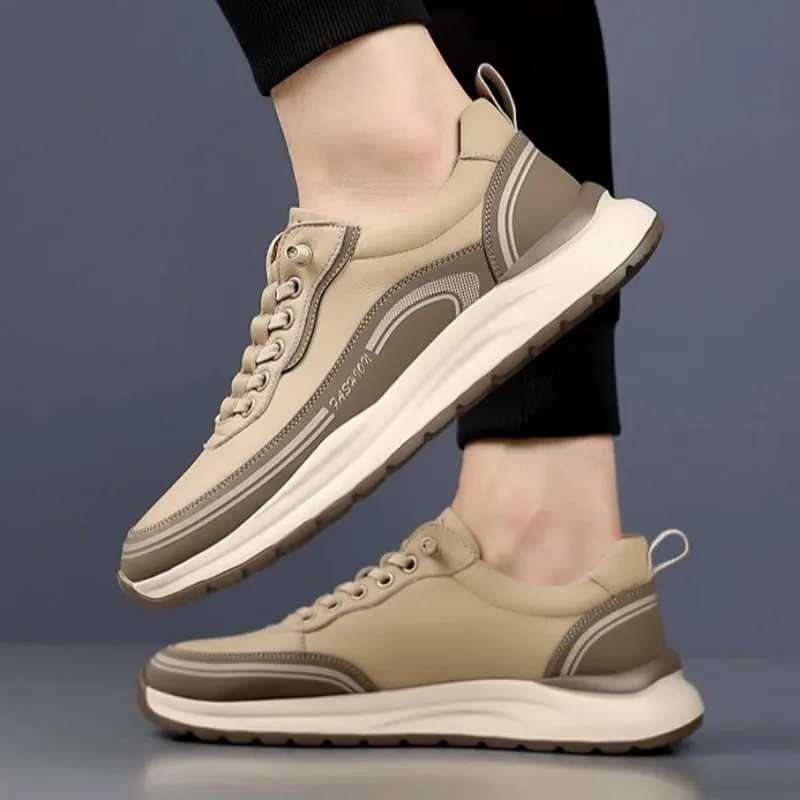 Luxury Men's Sneakers Leather Mens Running Shoes Wear Resistant Non Slip Casual Shoes Soft Sole Men Shoes Comfortable Zapatillas