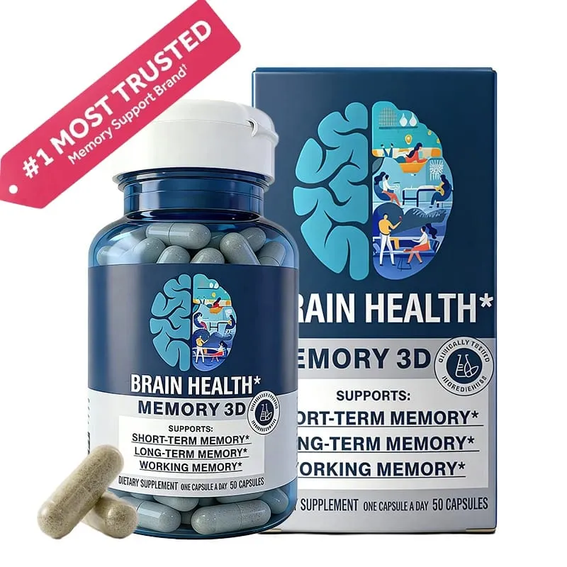 Memory 3D Brain Supplement - Nootropic Capsules for Memory Focus & Cognitive Function - Short Term Long Term & Working Memory