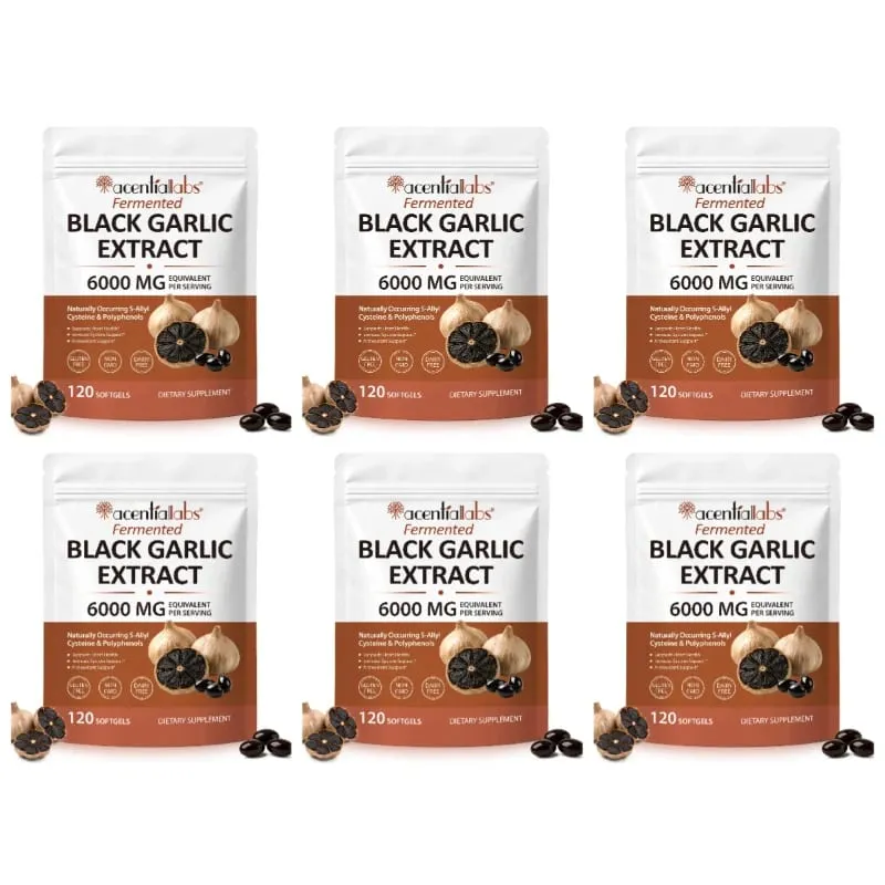 Black Garlic Extract Softgels 600mg 10:1 Concentrate for Heart Wellness Immune Support Digestive Balance Vitality 120 Count
