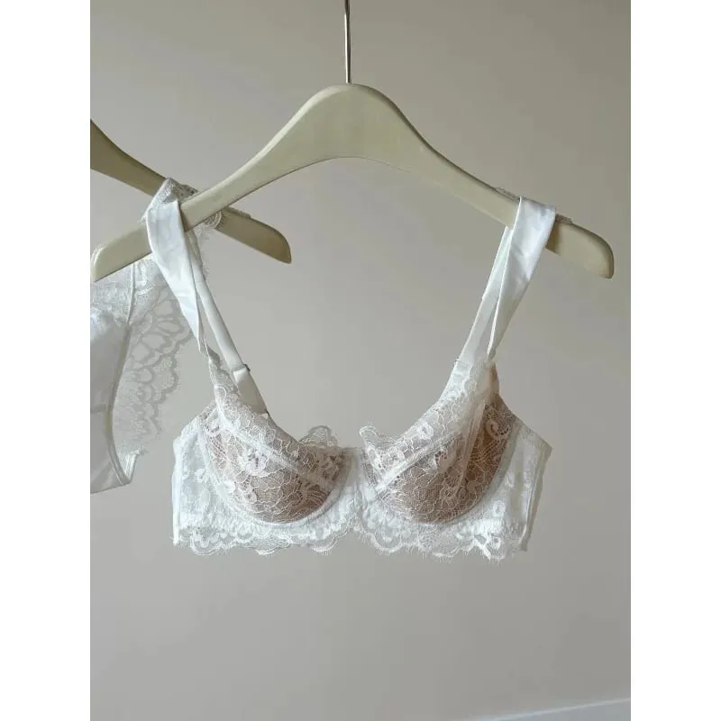 Sexy French Lace U-Back Minimizer Bra Set for Large Bust | Push Up Anti-Sagging Deep V Bralette | Summer Bestseller MOYISU Panty