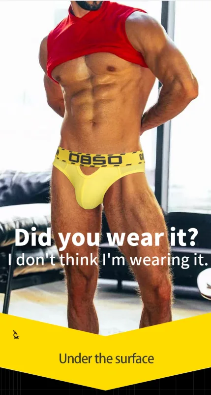 1/3Pcs Cotton Men Underwear Sexy Breathable Bikini Panties Underpants Large Crotch Pouch Mens Briefs with Front and Back Cutouts
