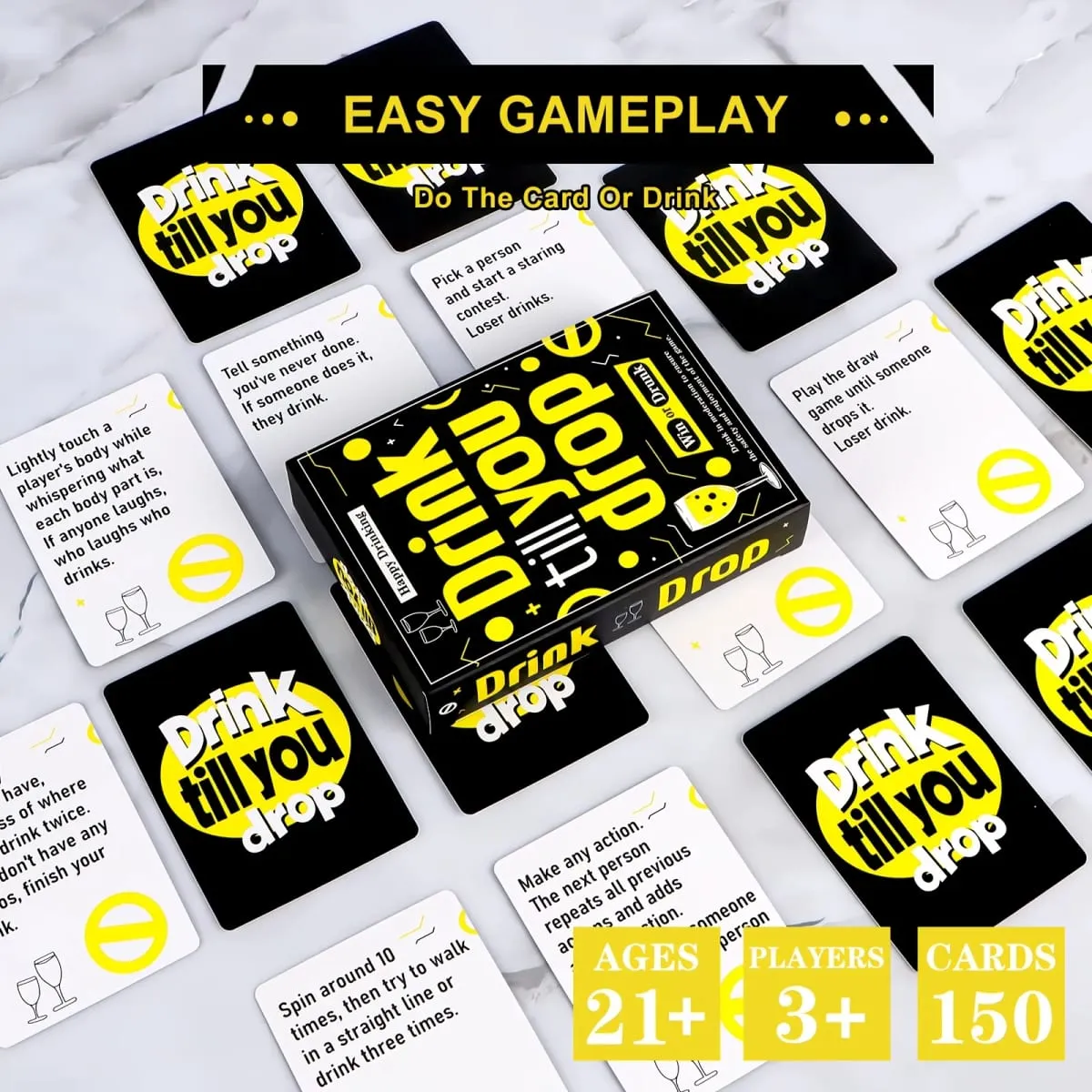 Drink Till You Drop Party Board Game Cards – Fun Social Drinking Game for Family Gatherings Friend Gatherings & Team Building
