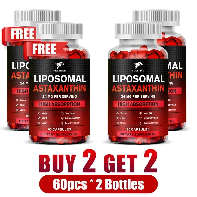 Buy 2 Get 2 Free! Premium Natural Astaxanthin 24mg Capsules - World's Strongest Antioxidant for Skin Eyes & Immune Support