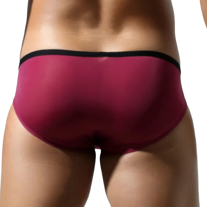 Men's Low-Rise U-Pouch Ice Silk Thin Breathable Transparent Men's Briefs