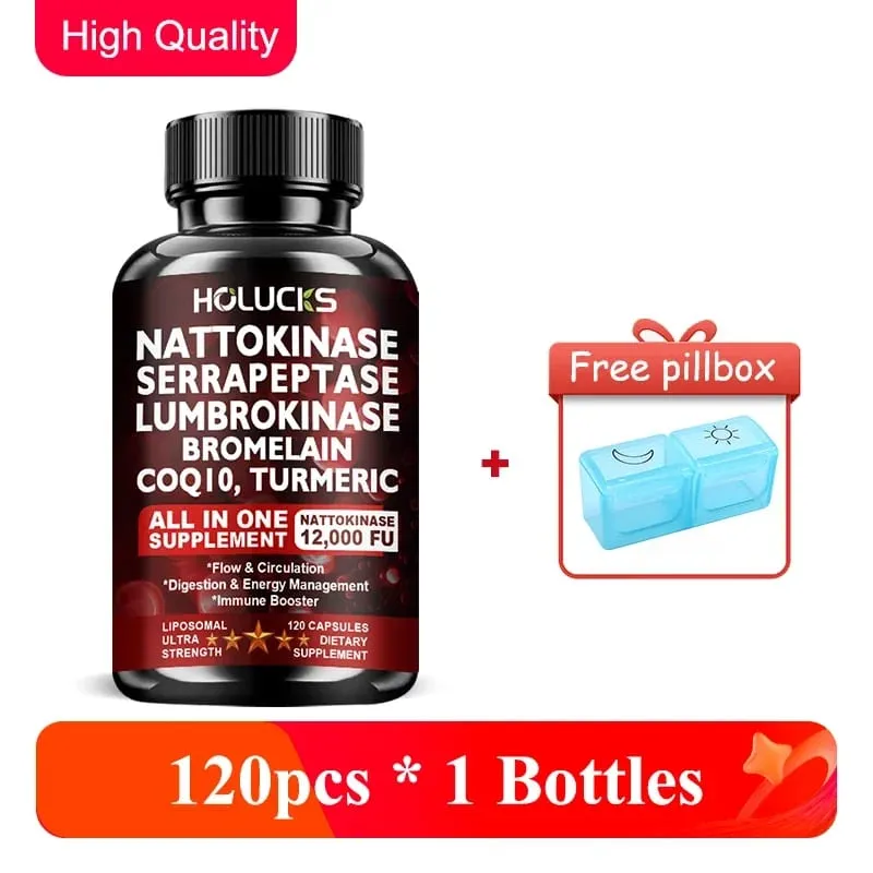 Nattokinase Serrapeptase Supplement Support Circulation Energy Inflammation Relief & Overall Body Health for Adults