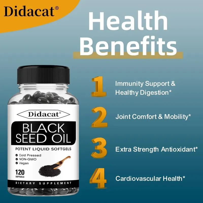 Vegan Black Seed Oil Capsules - Supports Immune Joint Digestive Hair Skin Health - Non-GMO Gluten Free Supplement
