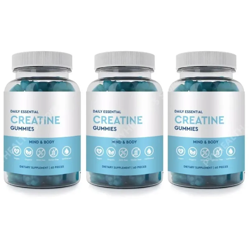 Creatine Gummies Vegan Non-GMO Gluten-Free Low Sugar Organic Supports Athletic Performance for Adults Unisex 60 Count