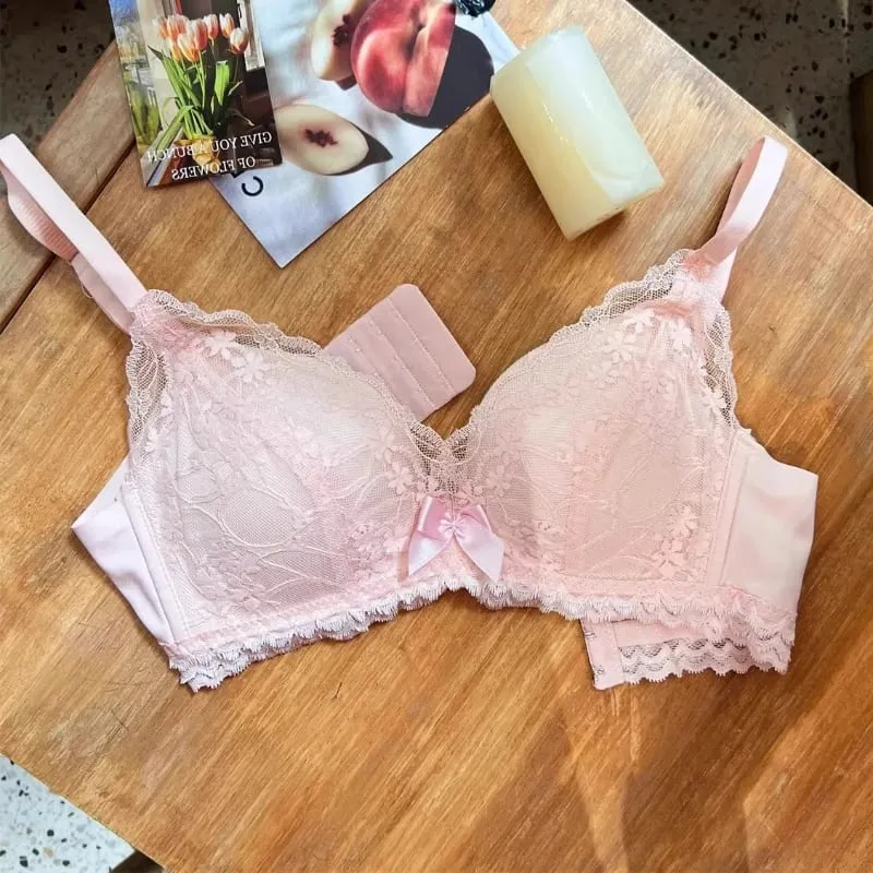 French Style Wireless Shaping Lingerie Set Push Up Lift Anti Sagging Lace Bra Luxury Comfort Support Ladies Daily Underwear