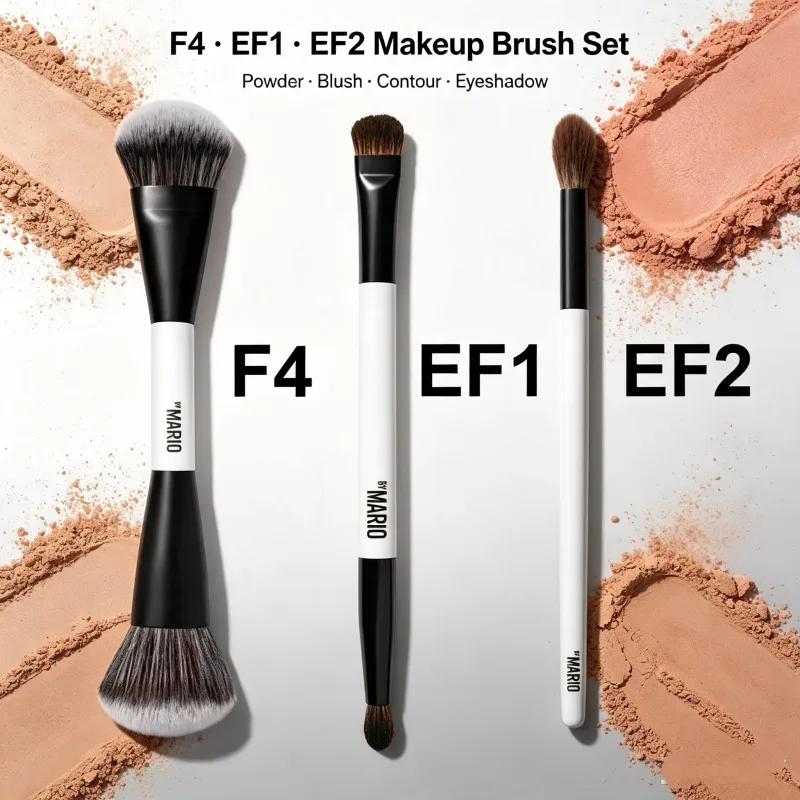 Soft Fiber Hair Cosmetic Brush Set - F1-F4 E1-E6 Series Makeup Brushes for Highlight Blush Ambient Glow - Premium Quality