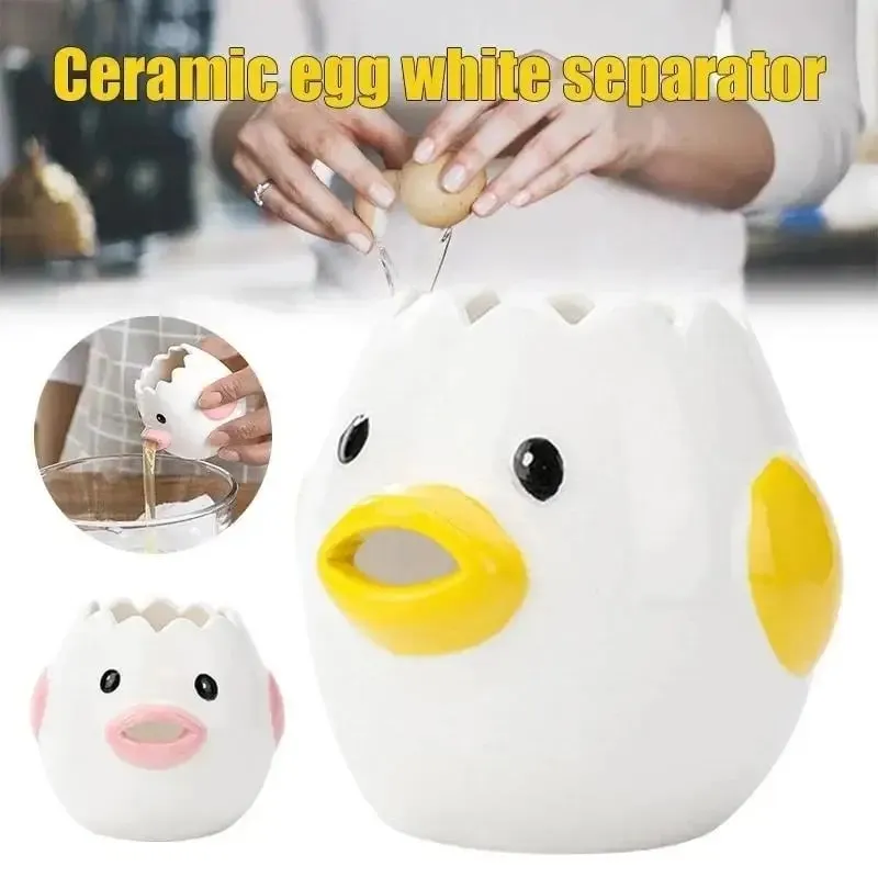 Funny Small Chick Separator Suitable Eggs Yolk White Separator Ceramics Creative Cartoon Eggs Kitchen Tools Home Cook Accessory