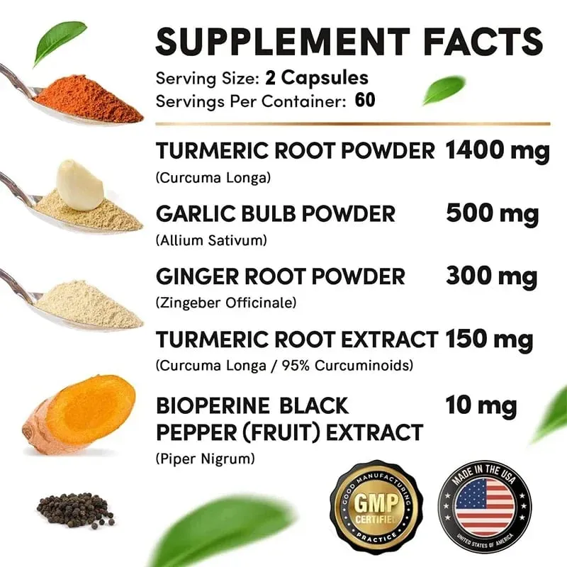 Turmeric Curcumin with Black Pepper for Optimal Absorption Best Vegan Joint Support Supplement