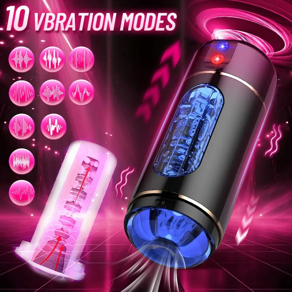 Sexleksak för män Man Onani Cup Herr Onani Ficka Pussy Automatisk Intelligent Röst Penis Träning Vibrator Avsugning Sex Maskiner Glans Trainer