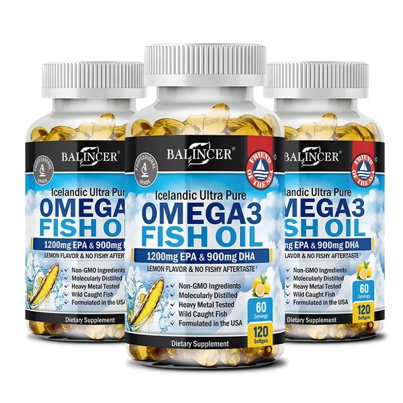 Strength Omega 3 Fish Oil 2250mg Wild Caught High EPA 1200mg & DHA 900mg Supports Heart Brain Eye Joint & Skin Health