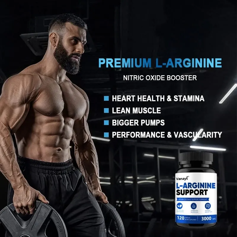 L-Arginine 3000mg Pills Muscle Mass Supplement for Men Women Boost Workout Endurance Energy Heart Vascular Health Support