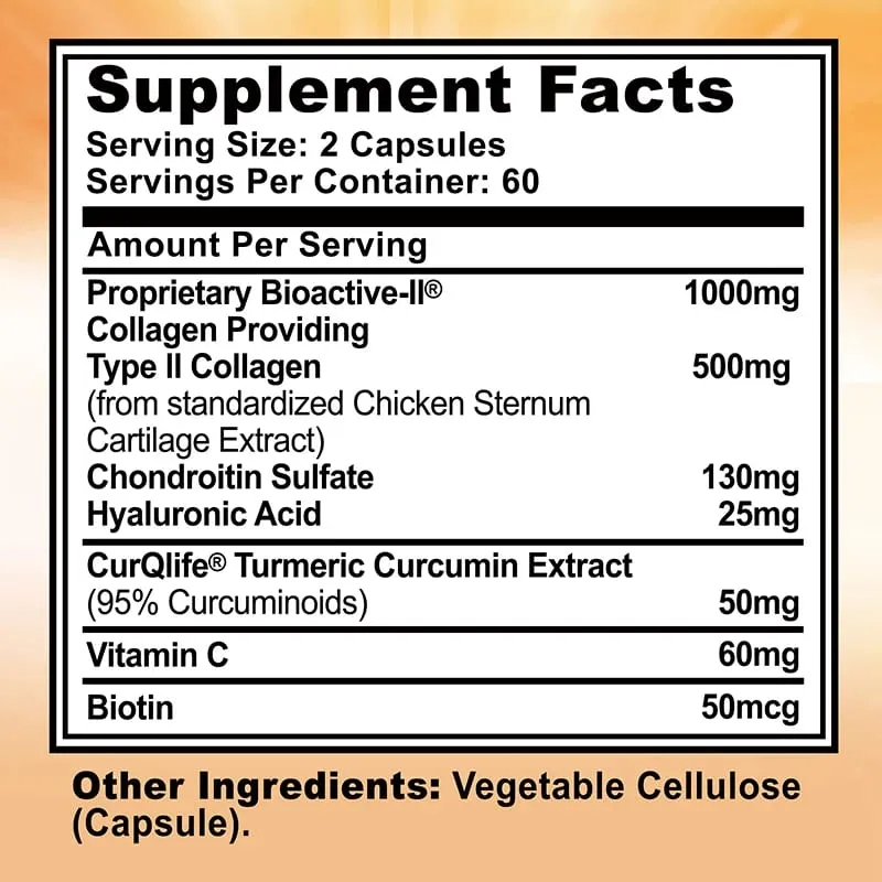Collagen tác động ba lần với Collagen loại II - Tăng cường sức khỏe và sự thoải mái cho khớp Giảm đau Tái tạo Bảo tồn sụn