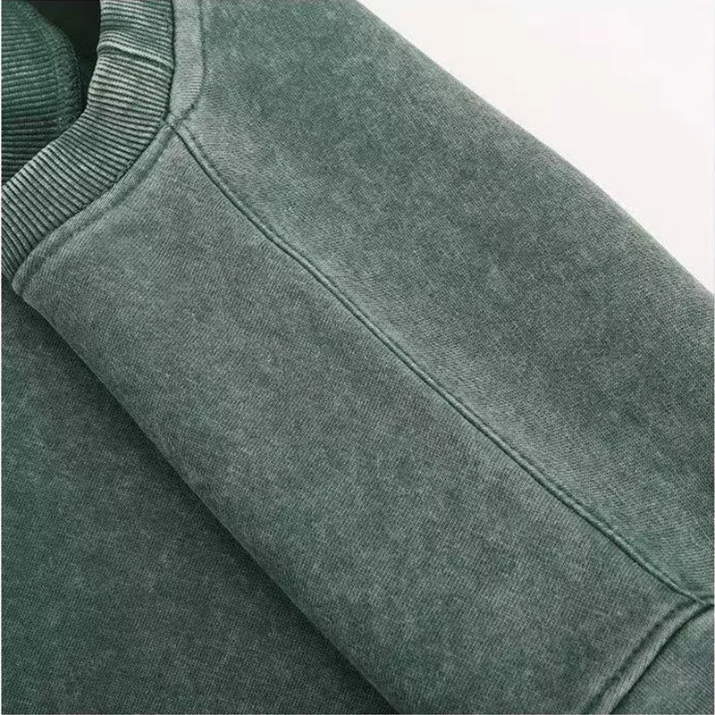 outdoor Self-Adhesive SATISFY Print Sweatshirt Round neck Jacket Street Style Loose Fit Long Sleeve Warmth for Young Men And Wo