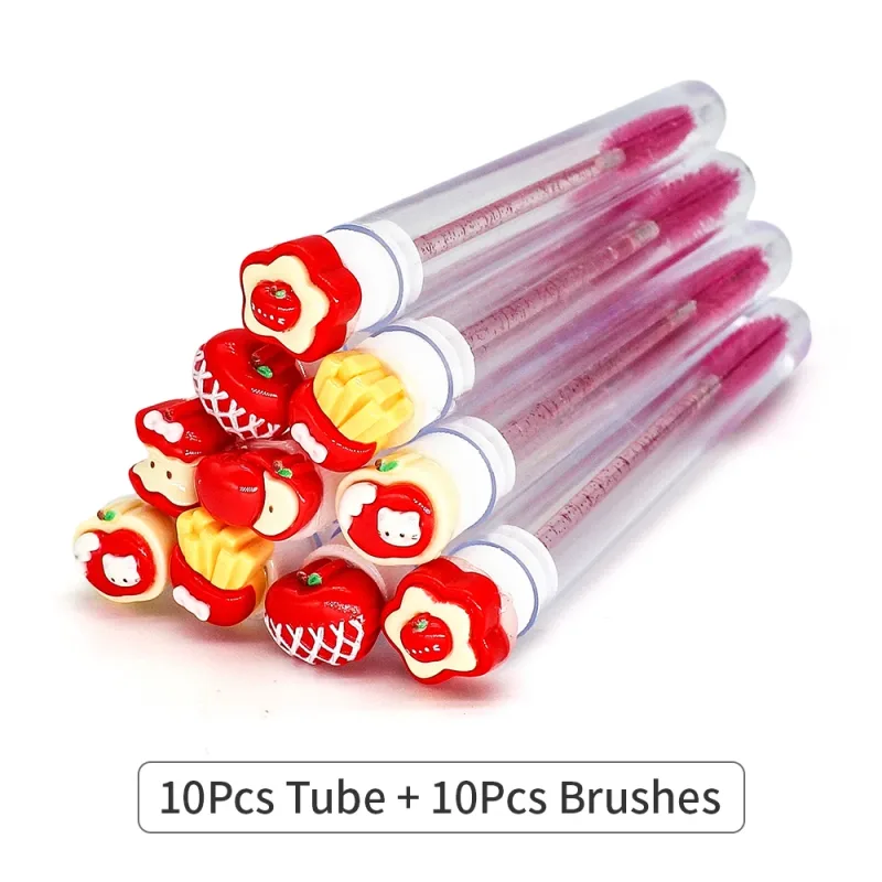 10/50PCS Random Style Tube Mascara Brush Women Mascara Brushes Tube Brush Red Cat Apple Eyelash Brush Eyelash Tools