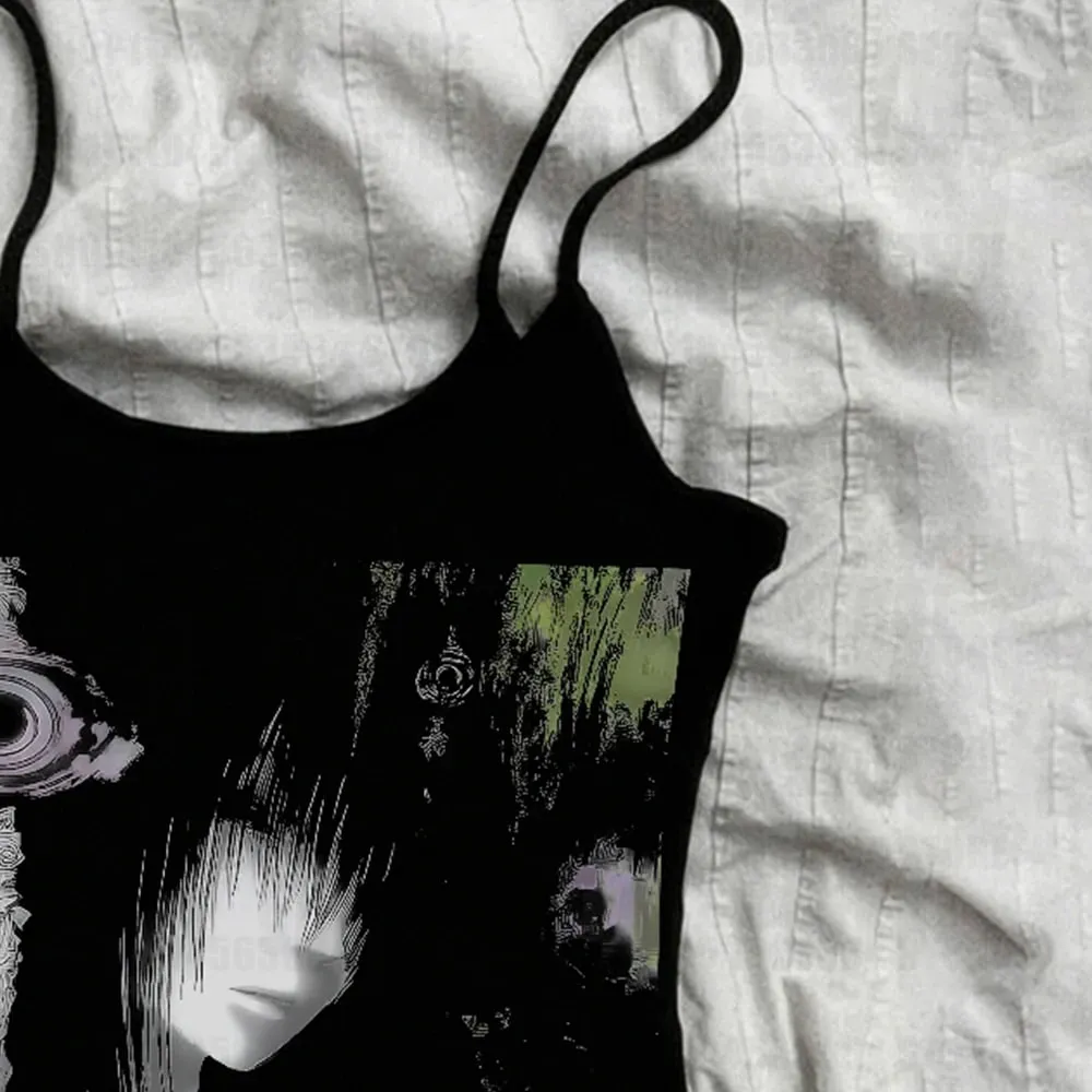 Gothic Women Tops Y2k Vintage Crop Tops Harajuku Emo 90s Gothic Clothes Vintage Woman Summer corset Shoujo Girl Style Emo
