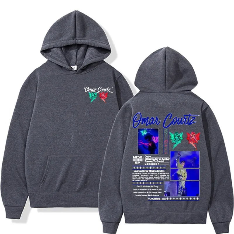Omar Courtz Por Si Manana No Estoy Tour Merch Hoodies Men Women Fashion Aesthetics Hip Hop Sweatshirts Casual Cozy Fleece Hoodie