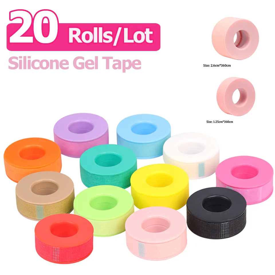 20Rolls/Lot Silicone Gel Tape for Lash Extension Sensitive Skin Multi Use Non-Woven Breathable Under Eye Pad Patches Makeup Tool
