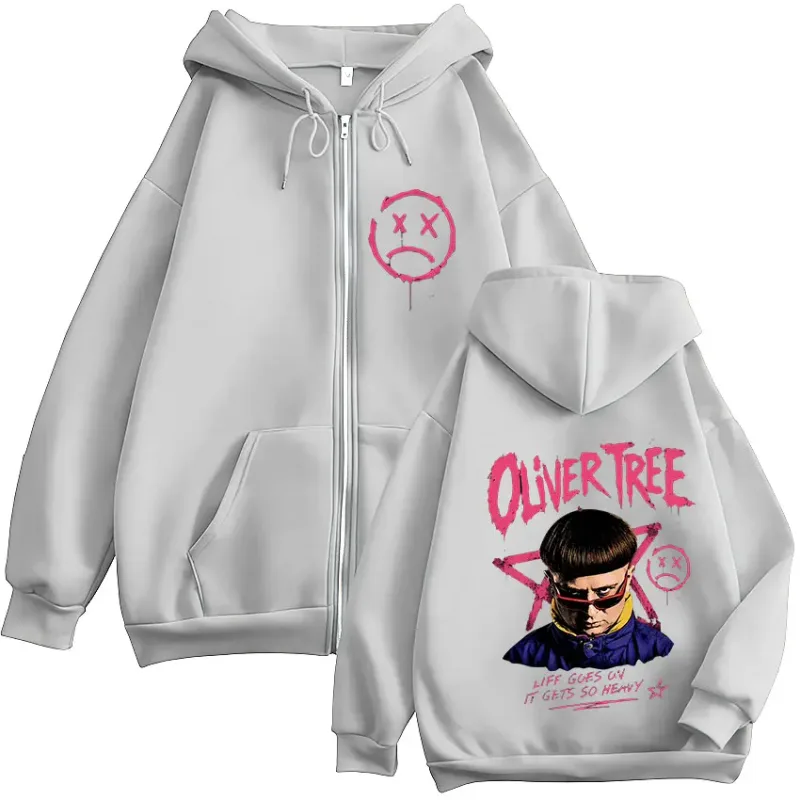 Rest in Peace Oliver Tree Zipper Hoodies Tribute Life Goes on 1993-2026 Memorial Men's Fashion Hip Hop Zip Up Hooded Sweatshirts