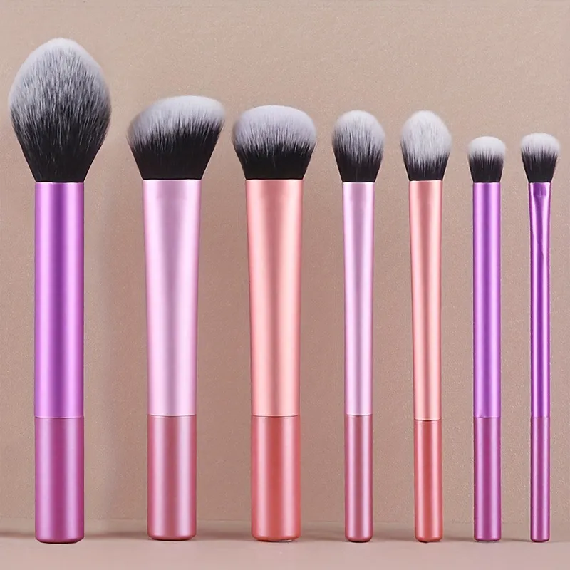 7pcs Pro Makeup Brush Set - Soft Premium Synthetic Hair Make Up Brushes Foundation Blush Eyeshadow Cosmetic Makeup Tools