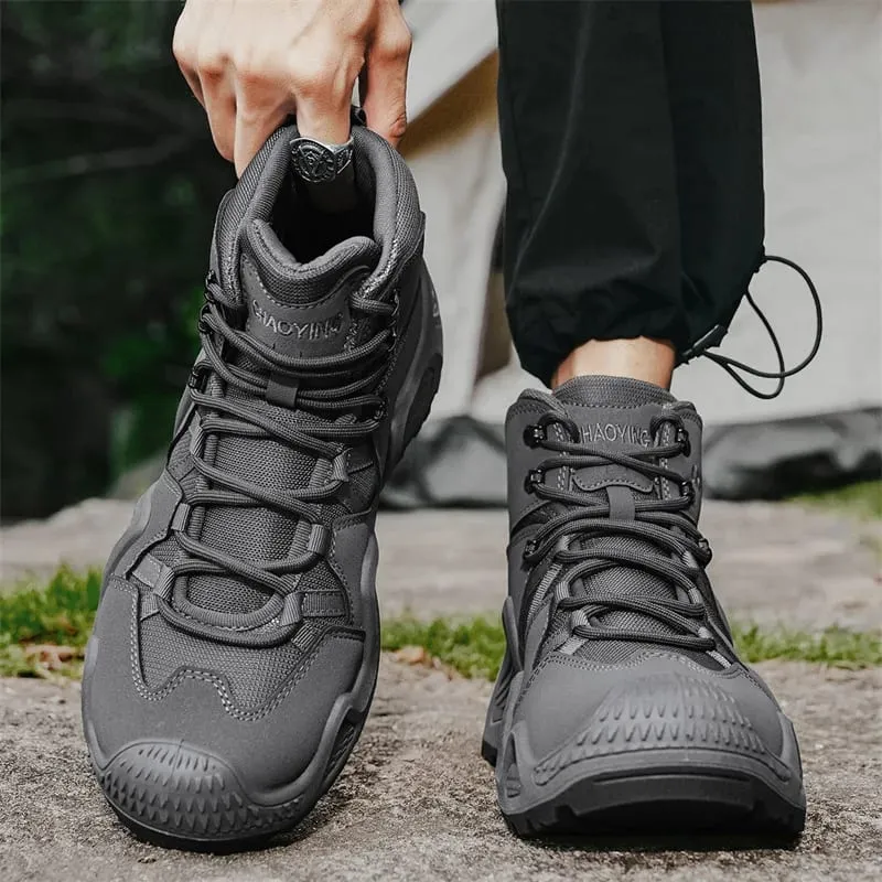 Outdoor Men's Hiking Shoes Non Slip Men Sneakers Lace Up High Top Casual Shoes Mesh Shoes for Men High Quality Zapatillas Hombre
