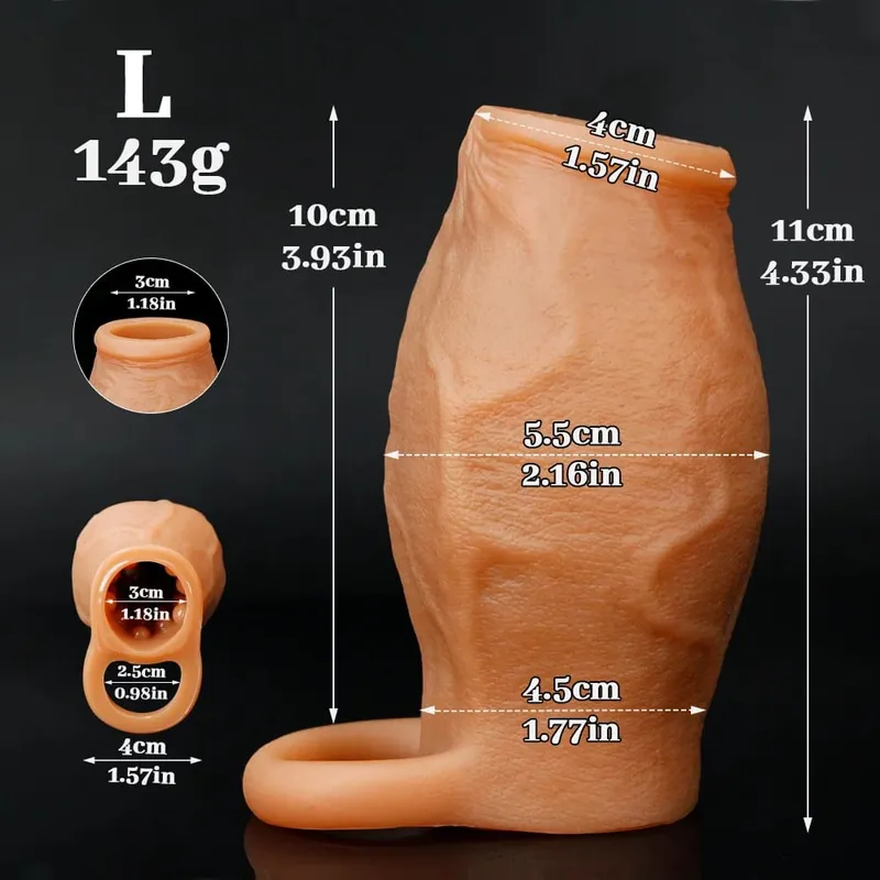 Sexy Thicken Cock Sleeve Penis Lock Penis Ring Adult Sex Toy For Men Dick Enlarged and Soft Silicone Penis Sleeve Enlargement