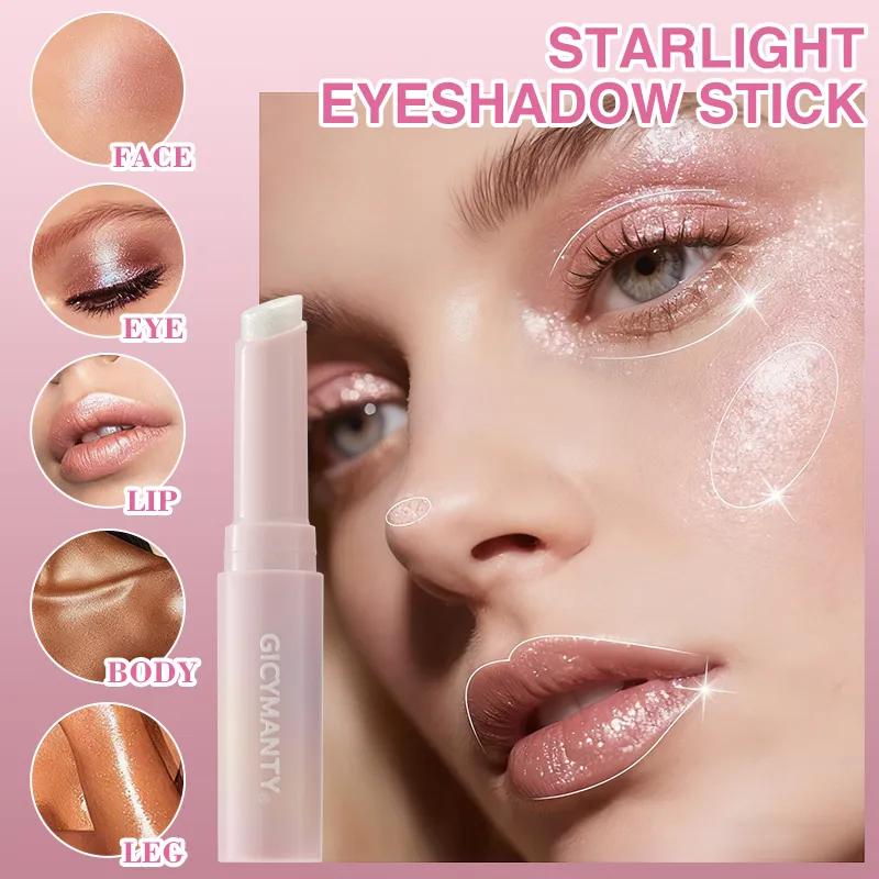 Shimmer Eyeshadow Stick Quick-Dry Film Locking Light Non-Fading Sparkle Eye Shadow Face Body Lip Highlighter