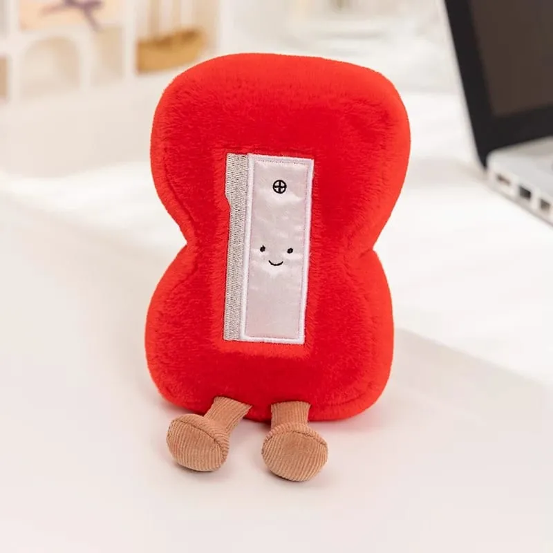 Kawaii Stationery Commodity Plush Toy Stuffed Humanoid Ruler Book Pencil Sharpener Eraser Pillow Decoration Gift