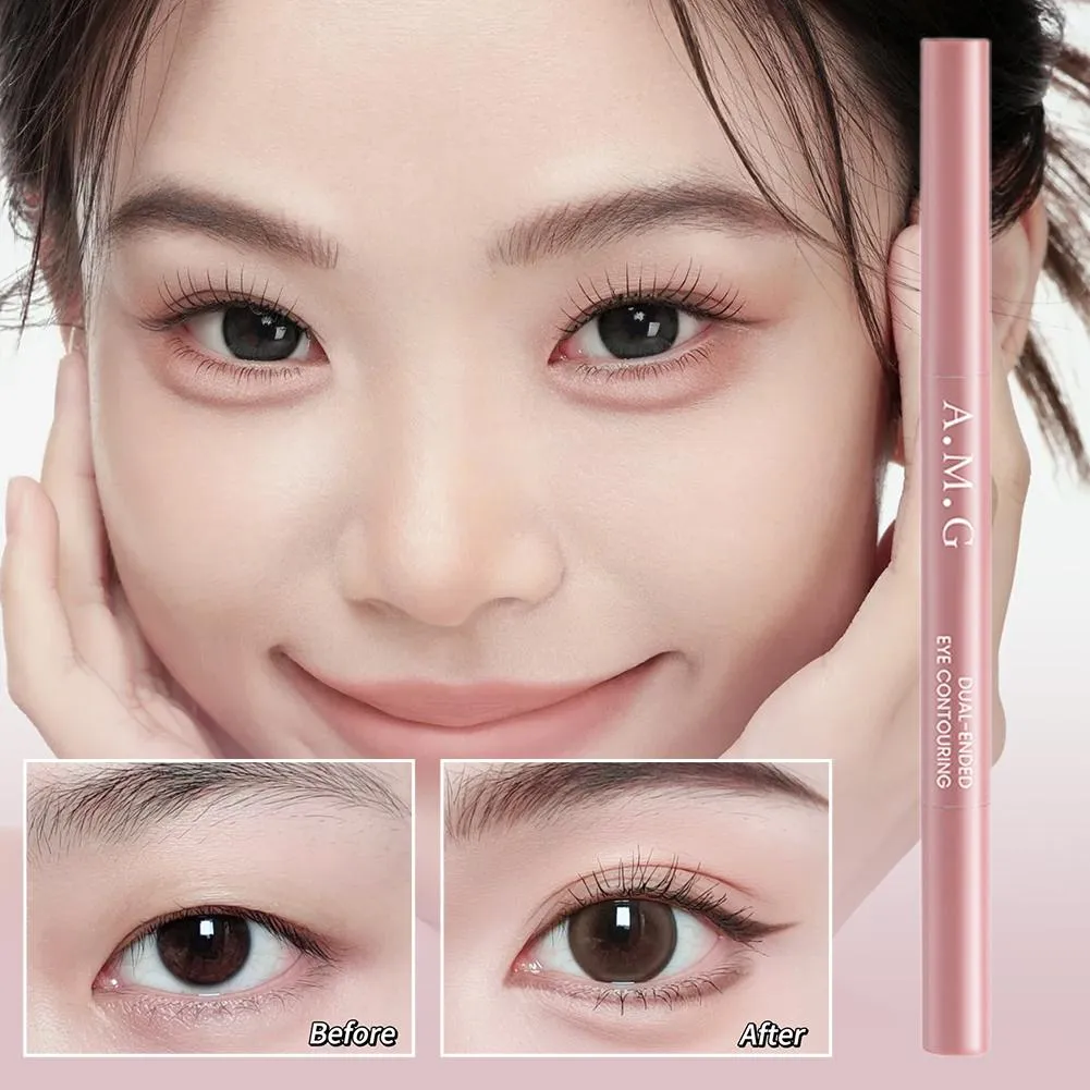 Double-headed Silkworm Eyeliner Pen Creamy Smooth Blendable Lying Silkworm Pencil Under Eye Highlight Contouring Pen With Brush