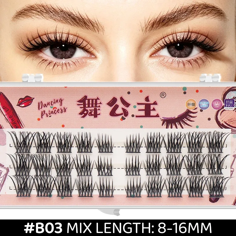 3 Rows DIY Thick Individual Cluster Lash Extensions Segmented Natural Lash Clusters Eye Style Self-graft Lashes Makeup