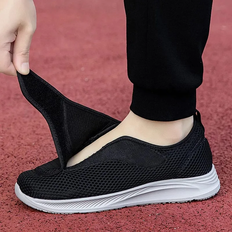 Sapatos abertos ajustáveis ​​para homens, leve, confortável, sapatos de caminhada para diabéticos, tênis para pés idosos inchados, largura normal