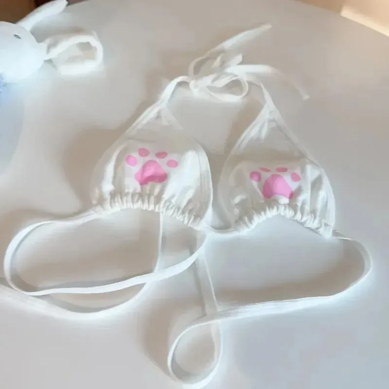 Estilo japonês rendas até lolita conjunto de roupa interior feminina algodão respirável kawaii gato garra bonito conjunto sutiã cosplay dos desenhos animados conjunto sutiã lingerie