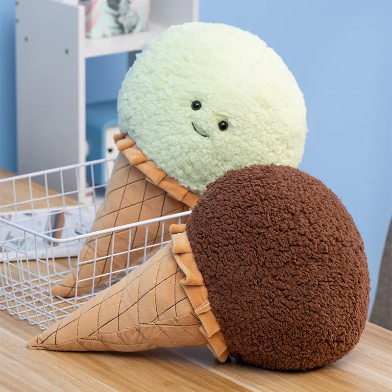 Lindo dibujo animado helado juguete de peluche comida rellena Snack almohada cojín cono niños juguetes Kawaii decoración de la habitación regalo de cumpleaños para niños