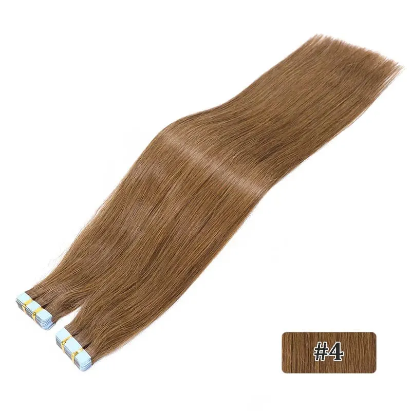Tape In Hair Extensions Remy Human Hair Blonde Highlight Invisible Hair Extensions For Short Straight Hair 20Inch 20Pcs/Pack