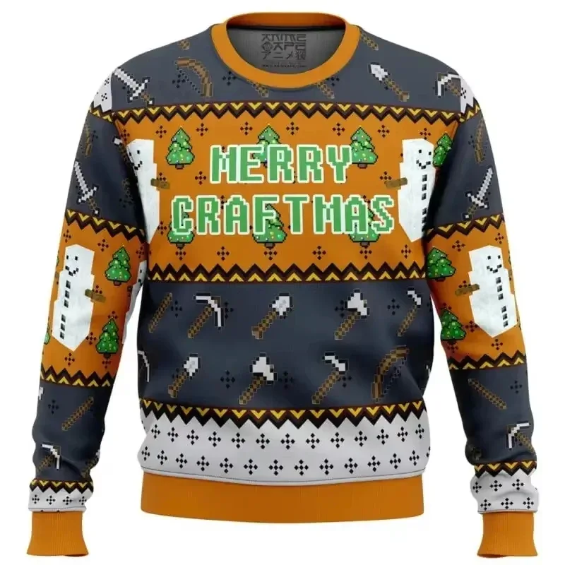 Natal papai noel dos desenhos animados anime graffiti retro inverno feio camisola 3dprint harajuku pulôver casual engraçado mang