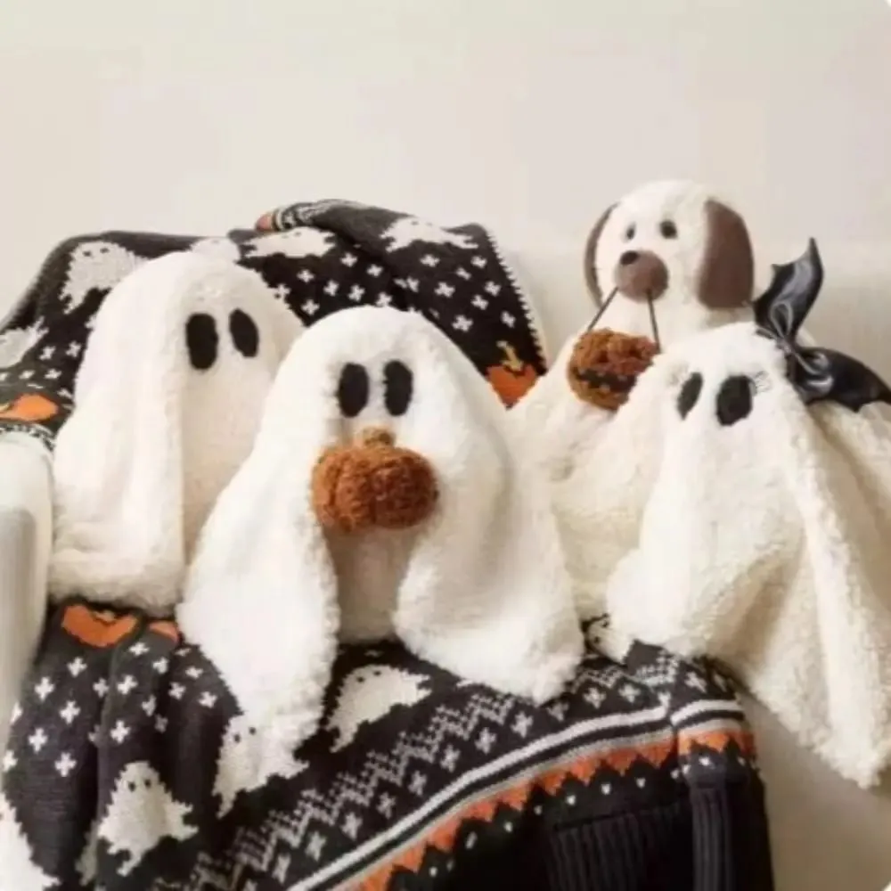 Fun Cute Ghost Dog Pillow White PP Cotton Halloween Gift Room Decoration Bat Throw Pillow Bedroom