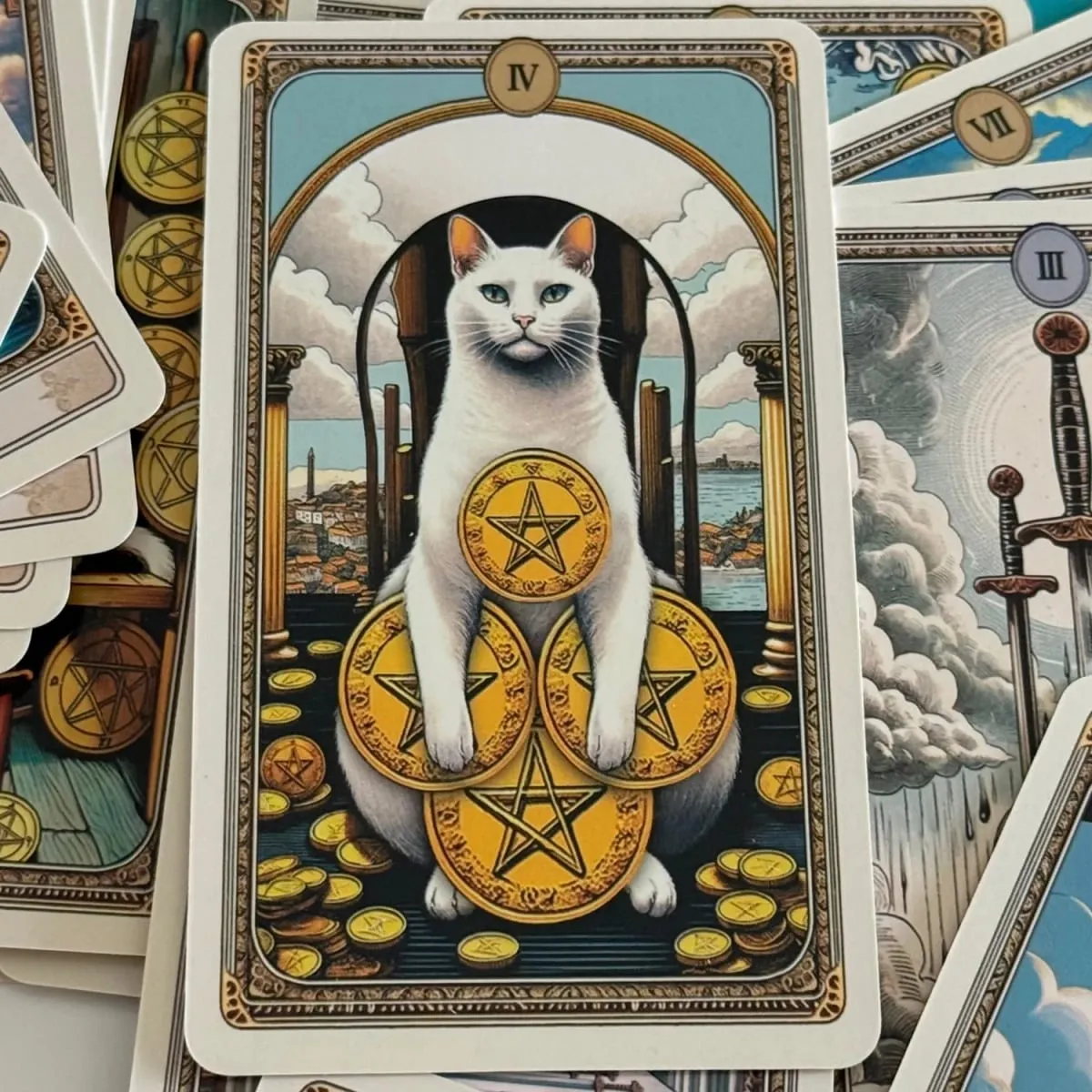 Cat Tarot Deck in Metal Box 12*7cm Cute Kitten Tarot Cards with Paper Guidebook with Paper Guidebook for Cat Lovers Board Games