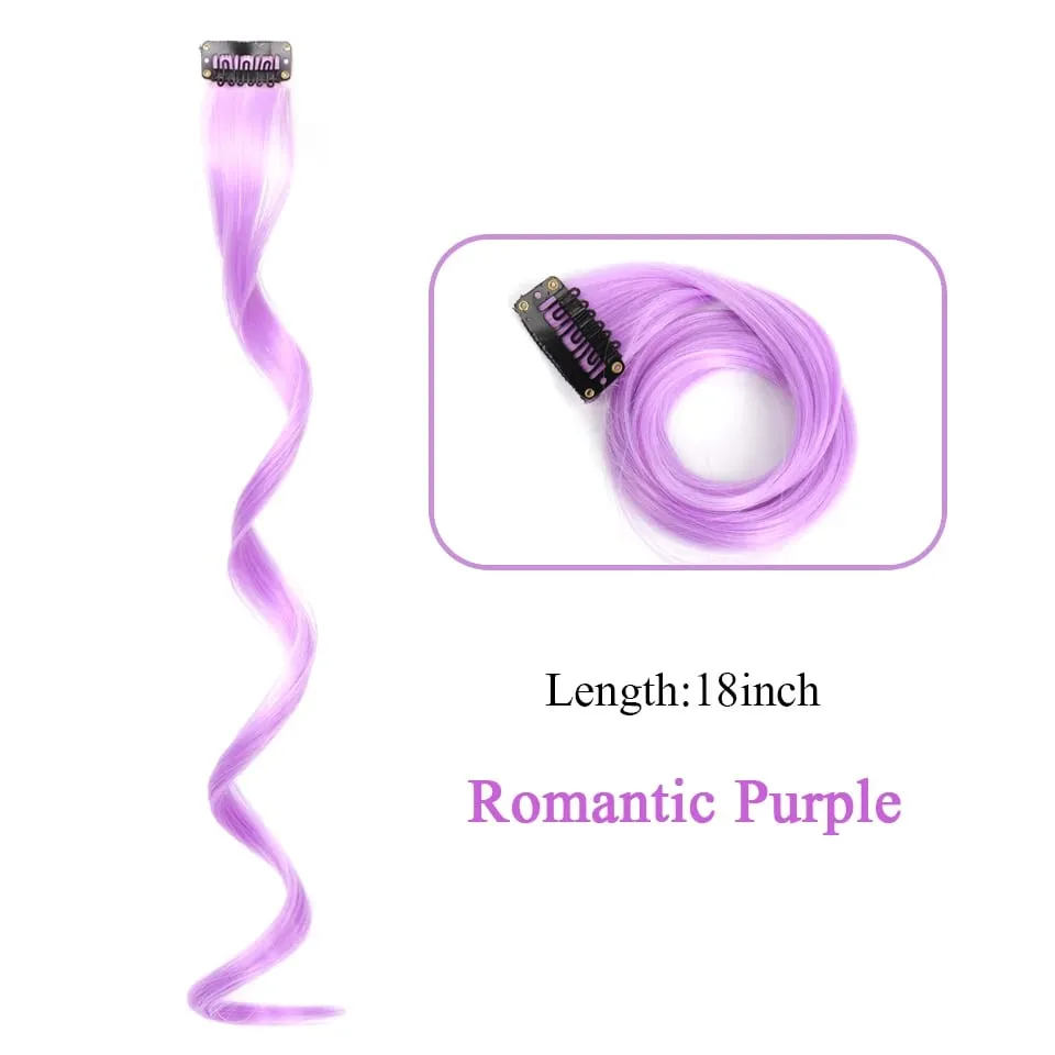 Tổng Hợp Kẹp Trong Một Miếng Nhiều Màu Sắc Làm Tóc Xoăn Tóc Tổng Hợp Miếng 18 "Dài Ombre Tóc Hồng Tím Đỏ xanh Dương