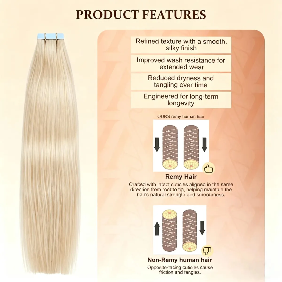 Cinta rubia en extensiones de cabello Cabello humano Platino #60 Cinta de trama de piel recta sin costuras en extensiones de cabello humano real 50G