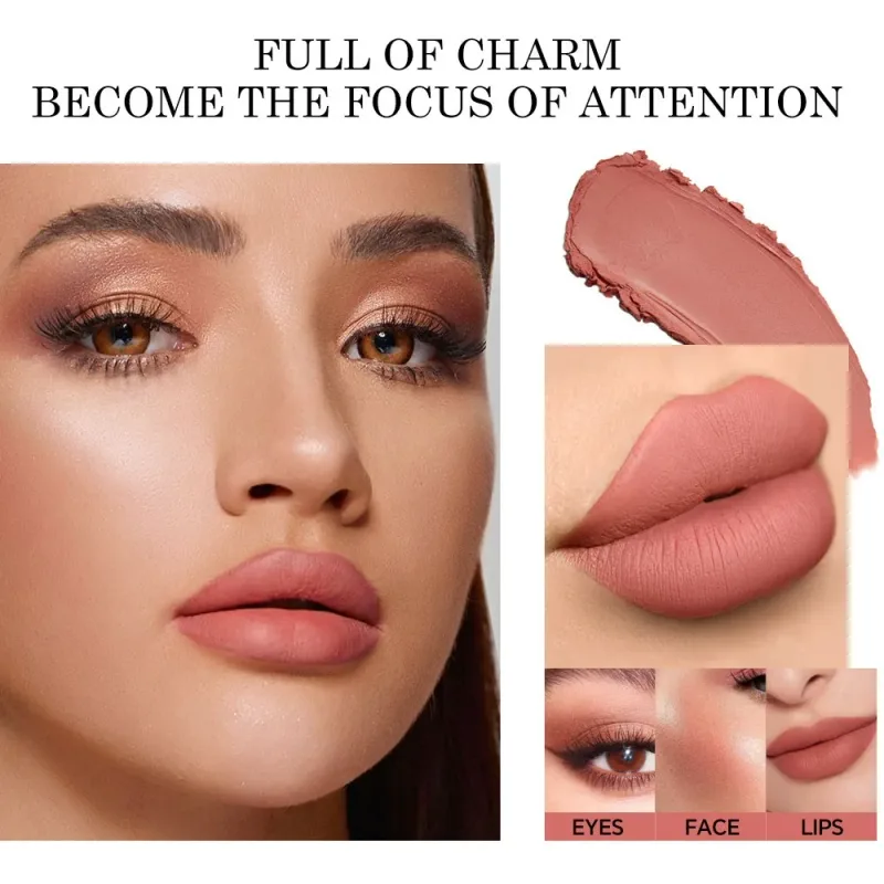 Batom creme antiaderente, brilho labial de longa duração, brilho labial fosco, à prova d'água e fácil de aplicar maquiagem