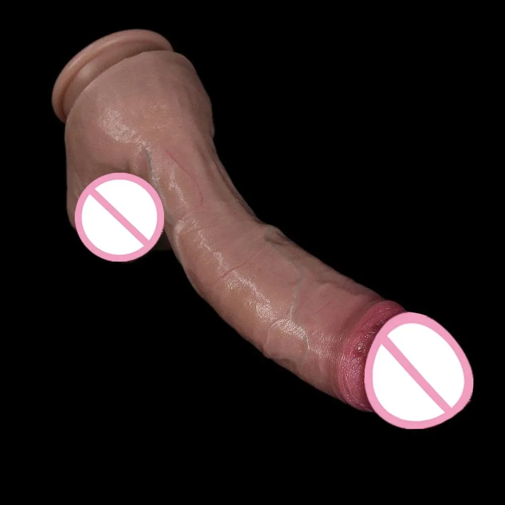 XXL Wihte Silicone Realistic Dildo Soft Dick Suction Cup Penis Anal Sex Toys Women G-spot Stimulator with Curved Shaft and Ball