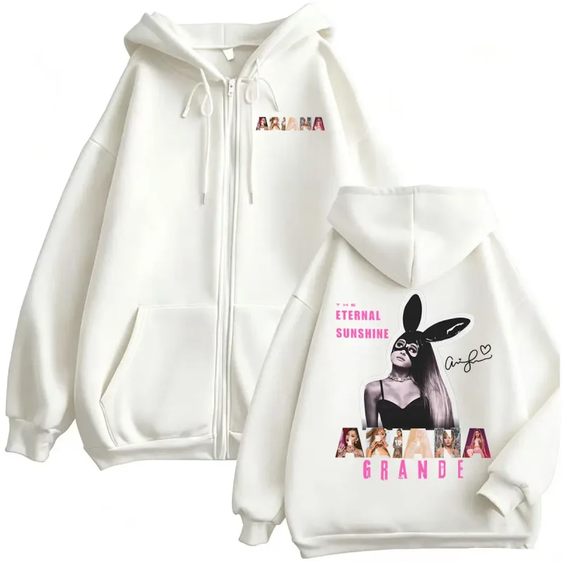 Ariana Grande Eternal Sunshine Tour Jacket Sweatshirt Coats Men Women Fashion Aesthetic Zip Up Hoodies High Quality Zipper Hoody